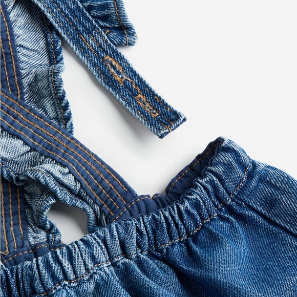 H&M Baby Denim Skirt with Suspenders | baby Jean skirt - Picture 3 of 4